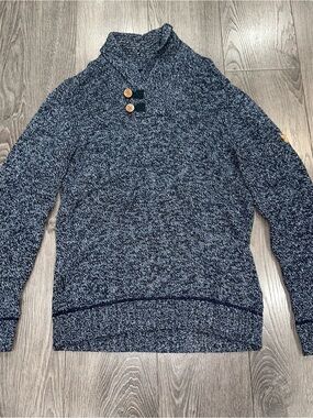 Fjallraven Men's Navy Marled Turtleneck Button Sweater Size S